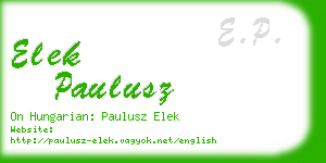 elek paulusz business card